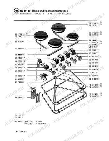 Взрыв-схема плиты (духовки) Neff 1117948733 1794/831N - Схема узла 03