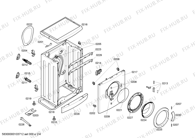 Взрыв-схема стиральной машины Bosch WFCX2060BY Maxx4 WFCX2060 - Схема узла 02