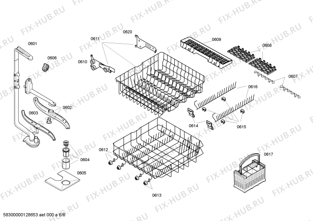 Взрыв-схема посудомоечной машины Bosch SGS55E76EU - Схема узла 06