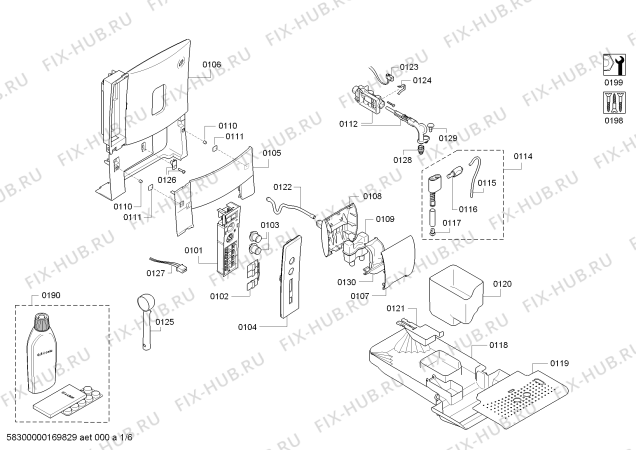 Схема №4 TES50354DE VeroCafe Latte с изображением Боковая часть корпуса для электрокофеварки Bosch 00744821
