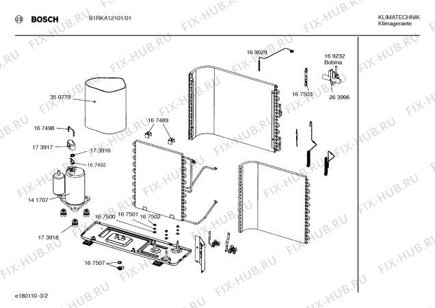 Взрыв-схема кондиционера Bosch B1RKA12101 BOSCH - Схема узла 02