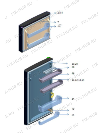 Взрыв-схема холодильника Whirlpool WTM 400 WH - Схема узла