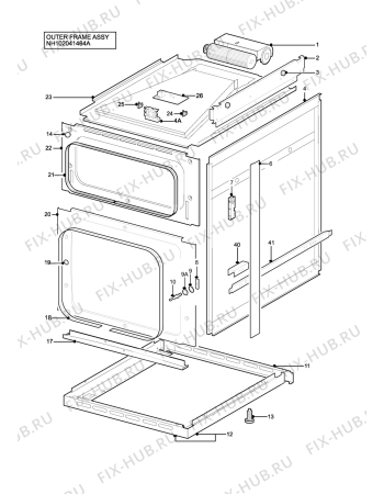 Взрыв-схема плиты (духовки) Zanussi ZCE8021AX - Схема узла H10 Outer Frame