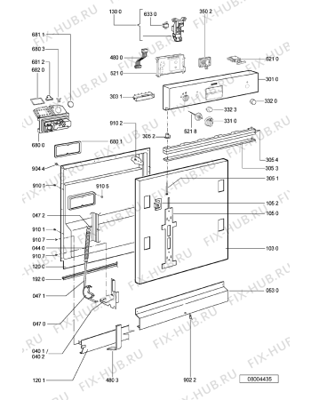 Схема №2 ADL 335/1 NB n.prod. с изображением Обшивка для посудомоечной машины Whirlpool 481245373424