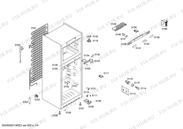 Схема №4 KD40NA63NE с изображением Дверь морозильной камеры для холодильника Siemens 00682674