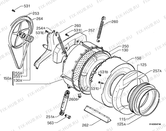 Взрыв-схема стиральной машины Electrolux EW1025F - Схема узла Functional parts 267