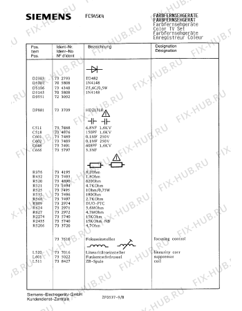 Взрыв-схема телевизора Siemens FC945K4 - Схема узла 09