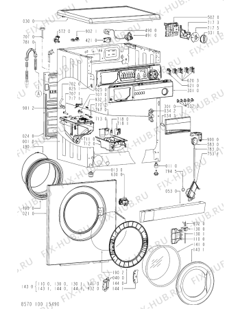Схема №1 AWM 1004/4 с изображением Обшивка для стиралки Whirlpool 481245214489
