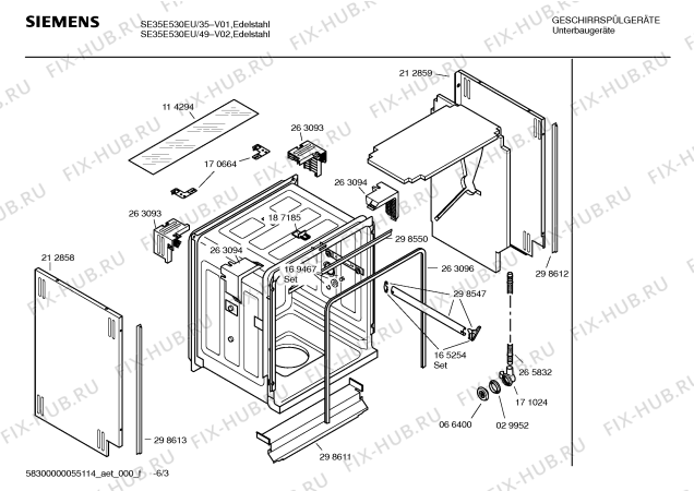Взрыв-схема посудомоечной машины Siemens SE35E530EU - Схема узла 03