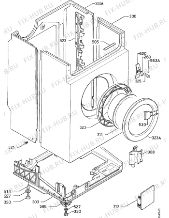 Взрыв-схема стиральной машины Zanussi FLS1404 - Схема узла Cabinet + armatures