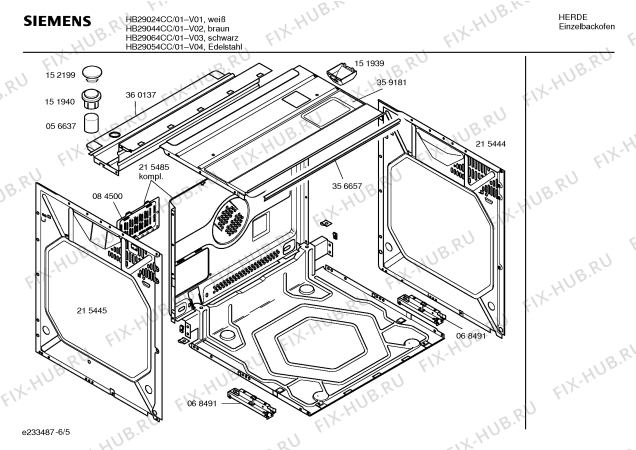 Взрыв-схема плиты (духовки) Siemens HB29054CC - Схема узла 05