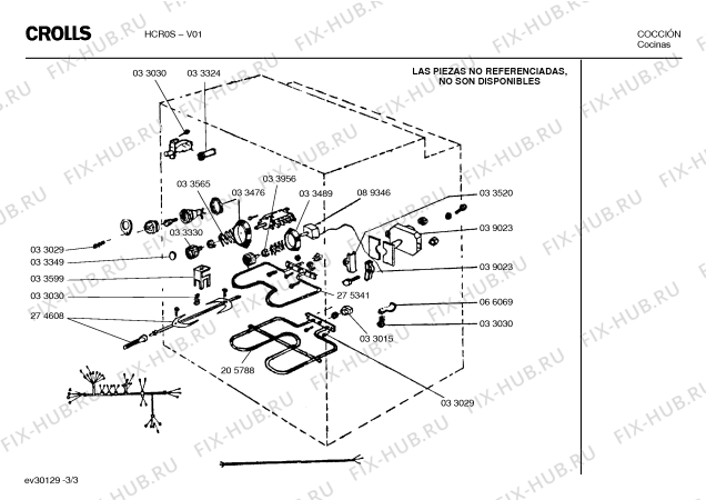 Взрыв-схема плиты (духовки) Crolls HCR0S - Схема узла 03