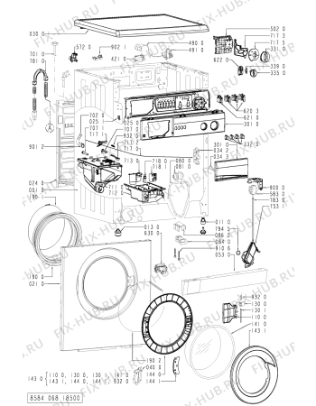 Схема №2 AWV 068/5 с изображением Обшивка для стиралки Whirlpool 481245213757