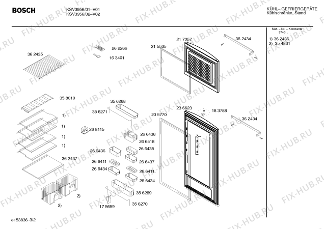 Взрыв-схема холодильника Bosch KSV3956 - Схема узла 02