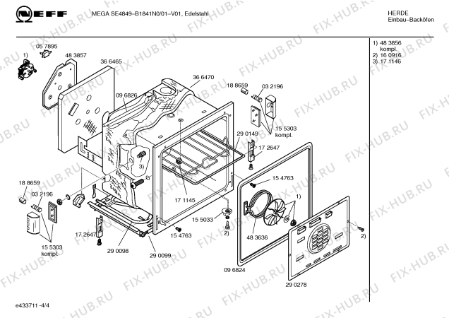 Схема №2 B1841N0 MEGA SE 4849 с изображением Инструкция по эксплуатации для духового шкафа Bosch 00581107