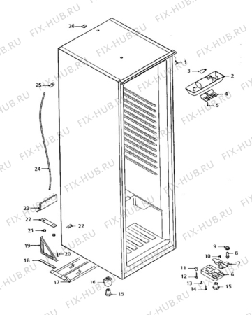 Взрыв-схема холодильника Electrolux ER2641C - Схема узла Cabinet + armatures