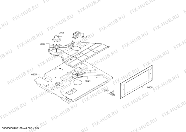 Взрыв-схема плиты (духовки) Bosch HBM43S550A - Схема узла 09