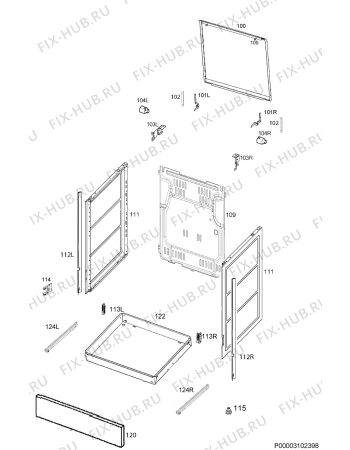 Взрыв-схема плиты (духовки) Electrolux EKG51370OW - Схема узла Housing 001