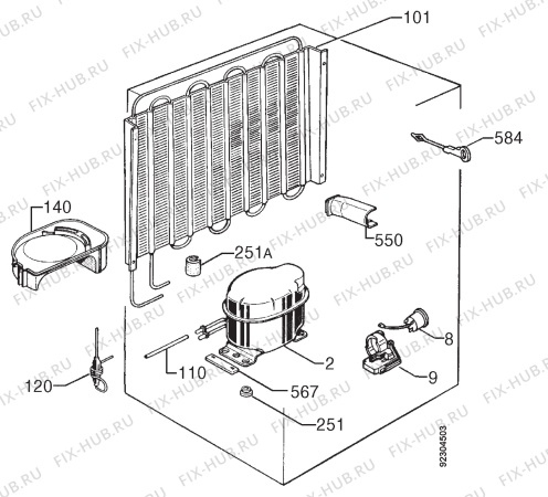 Взрыв-схема холодильника Privileg 001727 7 - Схема узла Cooling system 017