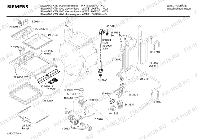 Взрыв-схема стиральной машины Siemens WXTS900FF SIWAMAT XTS 900 electronique - Схема узла 04