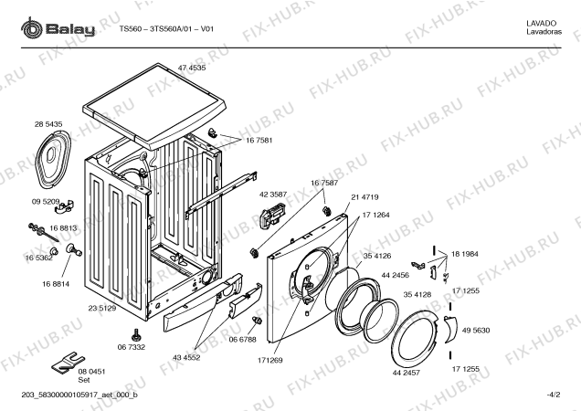 Взрыв-схема стиральной машины Balay 3TS560A TS560 - Схема узла 02