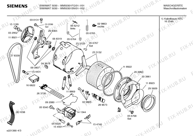 Взрыв-схема стиральной машины Siemens WM50301FG WM5030 - Схема узла 03