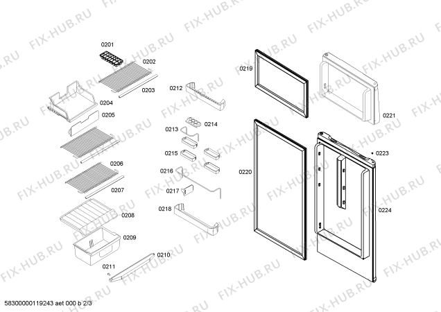 Схема №3 RN26B7F26B с изображением Дверь для холодильника Bosch 00476332