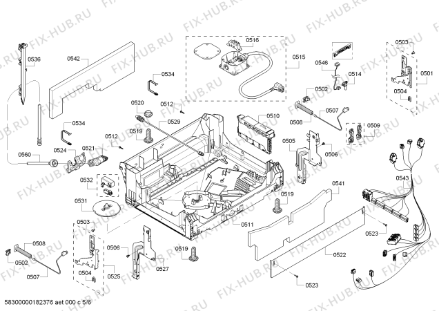 Взрыв-схема посудомоечной машины Bosch SHP68T55UC SilencePlus 44 dBA - Схема узла 05