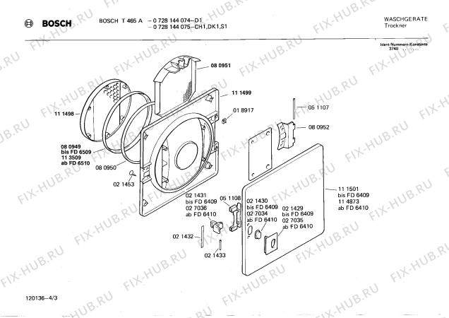 Схема №2 0728144075 T465A с изображением Панель для сушильной машины Bosch 00114729