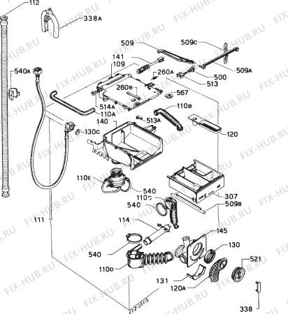 Взрыв-схема стиральной машины Faure 76.08-1 - Схема узла Hydraulic System 272