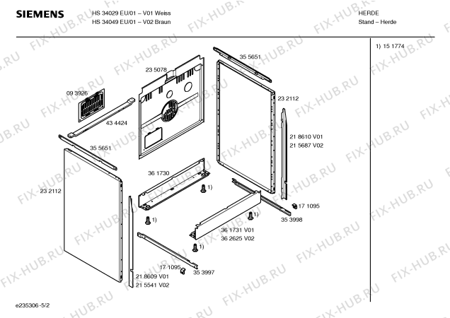 Взрыв-схема плиты (духовки) Siemens HS34049EU - Схема узла 02