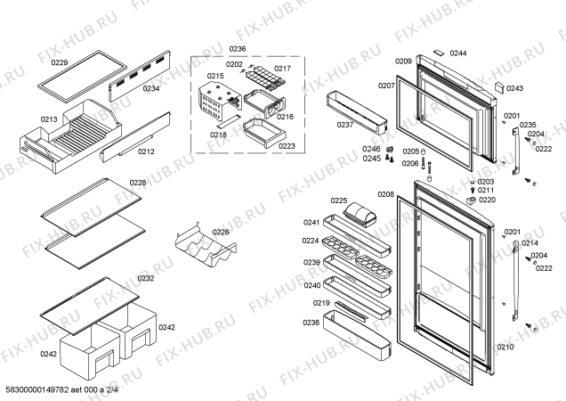 Схема №2 P1KNT3620B с изображением Дверь для холодильной камеры Bosch 00248954