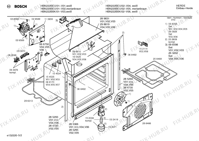 Взрыв-схема плиты (духовки) Bosch HBN220BEU - Схема узла 02