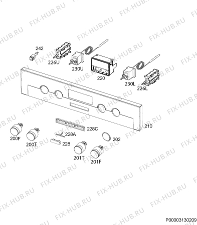 Взрыв-схема плиты (духовки) Aeg DUE431110M - Схема узла Command panel 037