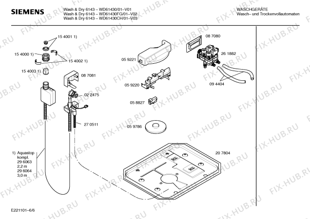 Взрыв-схема стиральной машины Siemens WD61430CH Wash & Dry 6143 - Схема узла 06