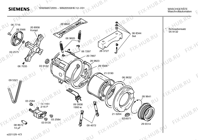 Схема №3 WM20550HK SIWAMAT2055 с изображением Инструкция по эксплуатации для стиральной машины Siemens 00519815