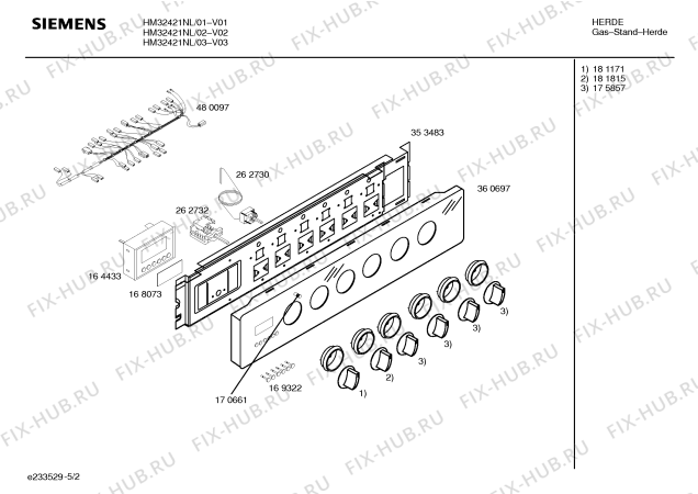 Взрыв-схема плиты (духовки) Siemens HM32421NL - Схема узла 02