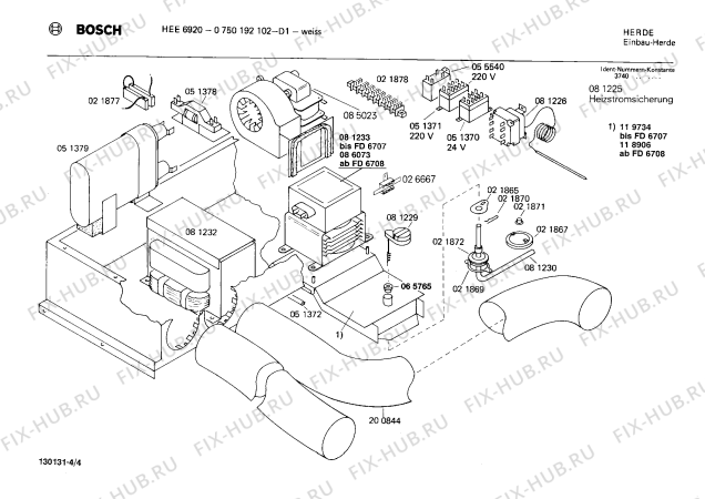 Схема №4 HEE6820 с изображением Переключатель для электропечи Bosch 00028492
