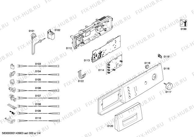 Схема №4 WAE2043SIT с изображением Ручка для стиральной машины Bosch 00613968