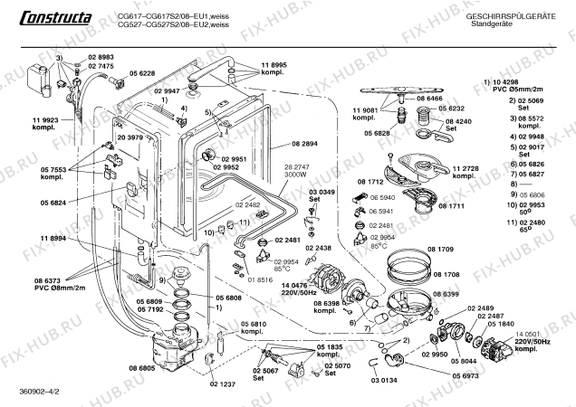 Взрыв-схема посудомоечной машины Constructa CG527S2 cg527 - Схема узла 02
