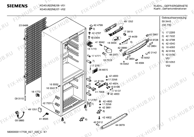 Схема №2 KG40U622NE с изображением Инструкция по эксплуатации для холодильной камеры Siemens 00593445