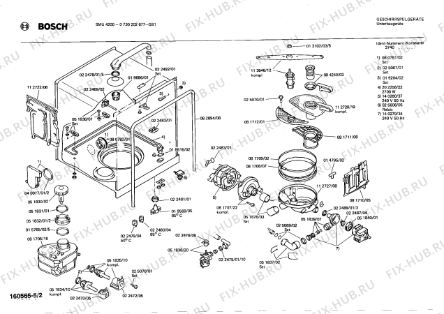 Взрыв-схема посудомоечной машины Bosch 0730202677 SMU4200 - Схема узла 02