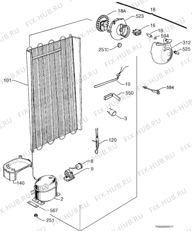 Взрыв-схема холодильника Zanussi ZD25/8DAC - Схема узла Cooling system 017