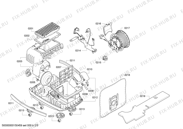 Взрыв-схема пылесоса Bosch BSGL52235 BOSCH Free'e 2200W - Схема узла 02