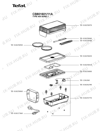 Схема №1 CB801601/11A с изображением Нагревательный элемент для мультигриля Tefal TS-01025810