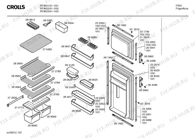 Схема №3 RF9621 с изображением Корзина для холодильной камеры Bosch 00206528