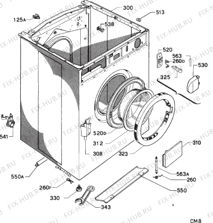 Взрыв-схема стиральной машины Atlas GWF800 - Схема узла Cabinet + armatures