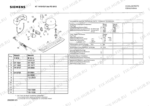 Взрыв-схема холодильника Siemens KT1410 - Схема узла 03