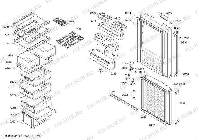 Взрыв-схема холодильника Bosch KKE27241TI - Схема узла 02