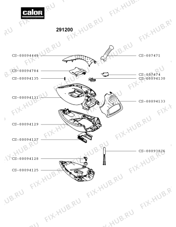 Взрыв-схема утюга (парогенератора) Calor 291200 - Схема узла WP002951.6P2